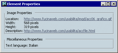 Netscape 6 visualizza le pagine di descrizione per le immagini