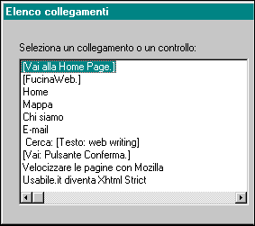 L'elenco di tutti i link della pagina con Ibm Home Page Reader